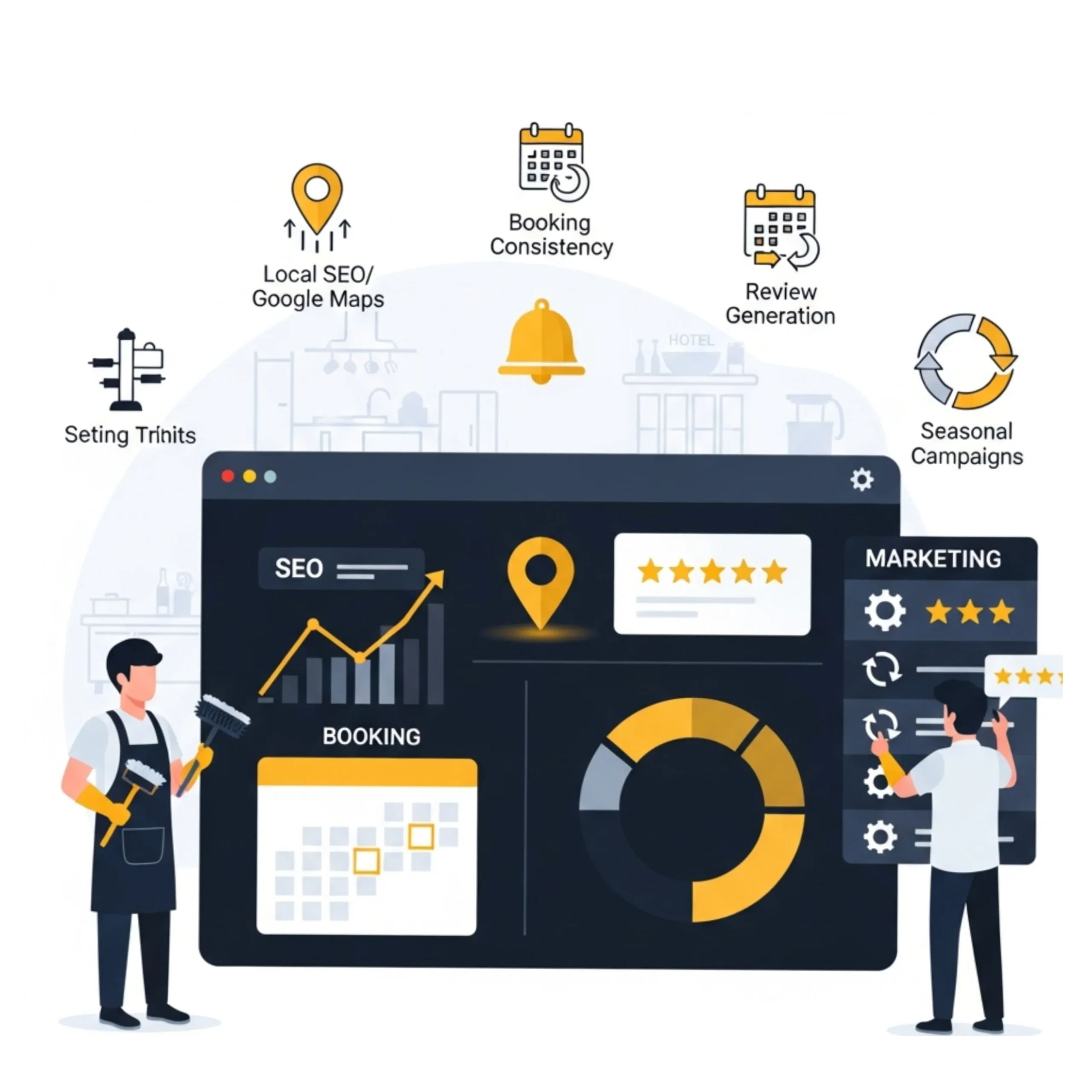 Kitchen Cleaners Digital MarketingIndustry-Focused Growth Illustration