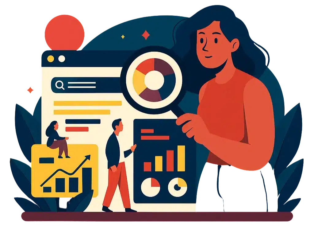 Flat vector illustration of a centralized SEO audit dashboard linking multiple city branches for enterprise kitchen cleaning companies, showing site speed, local rankings, and prioritized fixes.